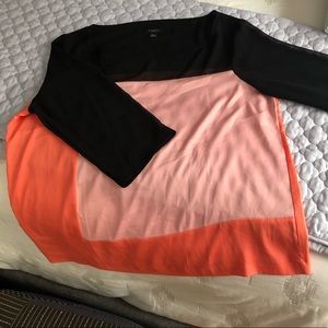 Ann Taylor color blocked silky blouse. Sz XL